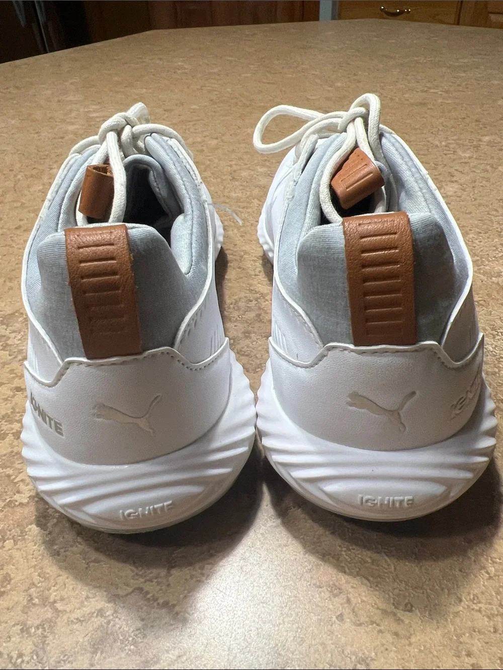 Puma Ignite PWRADAPT Men’s or Women’s White Golf Sneakers with Tan Accents